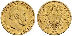 20 Mark 普魯士王國 (1701 - 1918) 金 威廉一世 (德国)