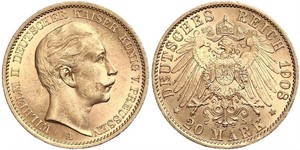 20 Mark 普魯士王國 (1701 - 1918) 金 威廉二世 (德国)