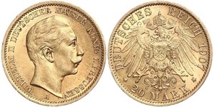 20 Mark 普魯士王國 (1701 - 1918) 金 威廉二世 (德国)