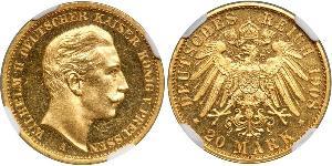 20 Mark 普魯士王國 (1701 - 1918) 金 威廉二世 (德国)