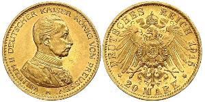 20 Mark 普魯士王國 (1701 - 1918) 金 威廉二世 (德国)