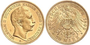 20 Mark 普魯士王國 (1701 - 1918) 金 威廉二世 (德国)