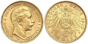 20 Mark 普魯士王國 (1701 - 1918) 金 威廉二世 (德国)