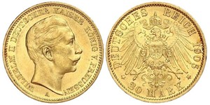 20 Mark 普魯士王國 (1701 - 1918) 金 威廉二世 (德国)