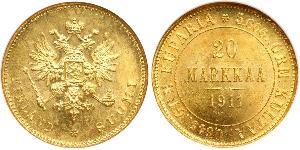 20 Mark 芬兰大公国 (1809 - 1917) / 俄罗斯帝国 (1721 - 1917) 金 亚历山大三世 (俄国) (1845 -1894)