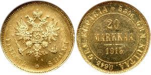 20 Mark 芬兰大公国 (1809 - 1917) / 俄罗斯帝国 (1721 - 1917) 金 亚历山大三世 (俄国) (1845 -1894)