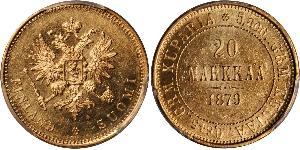 20 Mark 芬兰大公国 (1809 - 1917) / 俄罗斯帝国 (1721 - 1917) 金 亚历山大三世 (俄国) (1845 -1894)