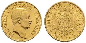 20 Mark 萨克森王国 (1806 - 1918) 金 弗里德里希·奥古斯特三世 (萨克森国王)