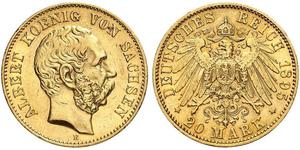 20 Mark 萨克森王国 (1806 - 1918) 金 