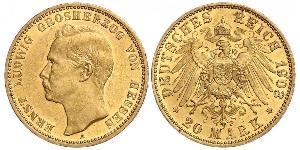 20 Mark 黑森-达姆施塔特 (1806 - 1918) 金 恩斯特·路德维希 (黑森大公) (1868 - 1937)
