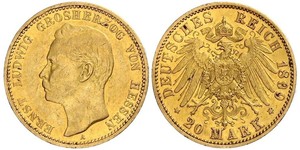20 Mark 黑森-达姆施塔特 (1806 - 1918) 金 恩斯特·路德维希 (黑森大公) (1868 - 1937)