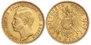 20 Mark 黑森-达姆施塔特 (1806 - 1918) 金 恩斯特·路德维希 (黑森大公) (1868 - 1937)