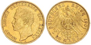 20 Mark 黑森-达姆施塔特 (1806 - 1918) 金 恩斯特·路德维希 (黑森大公) (1868 - 1937)