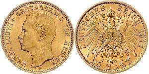20 Mark 黑森-达姆施塔特 (1806 - 1918) 金 恩斯特·路德维希 (黑森大公) (1868 - 1937)