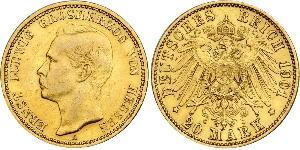 20 Mark 黑森-达姆施塔特 (1806 - 1918) 金 恩斯特·路德维希 (黑森大公) (1868 - 1937)
