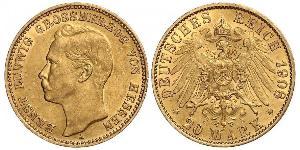 20 Mark 黑森-达姆施塔特 (1806 - 1918) 金 恩斯特·路德维希 (黑森大公) (1868 - 1937)