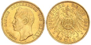 20 Mark 黑森-达姆施塔特 (1806 - 1918) 金 恩斯特·路德维希 (黑森大公) (1868 - 1937)