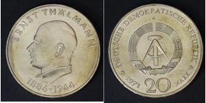 20 Mark 東德 (1949 - 1990) 銀 恩斯特·台尔曼