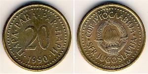 20 Para République fédérative socialiste de Yougoslavie (1943 -1992) Cuivre/Zinc 