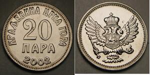 20 Para Montenegro (2006 - ) Nichel Nicola I del Montenegro