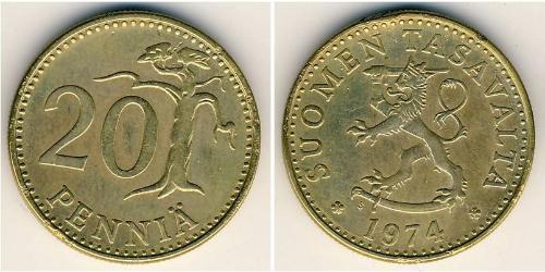 20 Penny Finlandia (1917 - ) Alluminio/Bronzo 