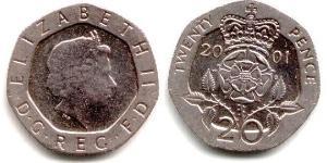 20 Penny United Kingdom (1922-) Copper/Nickel Elizabeth II (1926-2022)