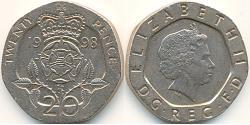 20 Penny Vereinigtes Königreich (1922-) Kupfer/Nickel Elizabeth II (1926-2022)