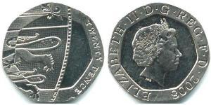 20 Penny Regno Unito (1922-) Rame/Nichel Elisabetta II (1926-2022)