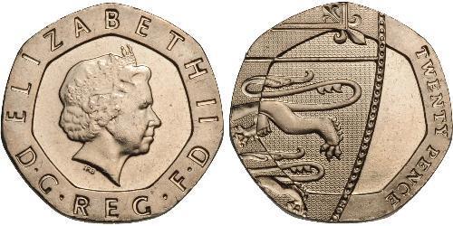 20 Penny Regno Unito (1922-) Rame/Nichel Elisabetta II (1926-2022)