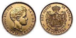 20 Peseta Kingdom of Spain (1874 - 1931) 金 阿方索十三世 (1886 - 1941)