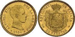 20 Peseta Kingdom of Spain (1874 - 1931) 金 阿方索十三世 (1886 - 1941)