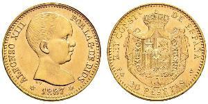 20 Peseta Kingdom of Spain (1874 - 1931) 金 阿方索十三世 (1886 - 1941)