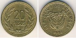 20 Peso Colombia (1886 - ) Alluminio/Rame 