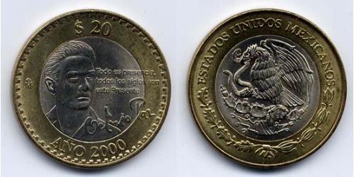 20 Peso United Mexican States (1867 - ) Bimetal 