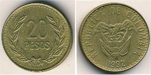 20 Peso Republique de Colombie (1886 - ) Cuivre/Aluminium 