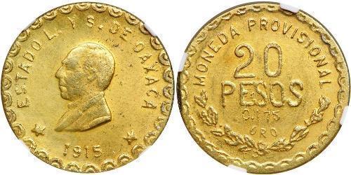 20 Peso Messico (1867 - ) Oro 