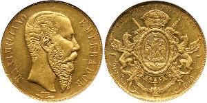 20 Peso Segundo Imperio Mexicano (1864 - 1867) Oro Maximilian I of Mexico (1832 - 1867)