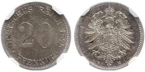 20 Pfennig Allemagne Argent Wilhelm I, German Emperor (1797-1888)