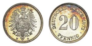 20 Pfennig Alemania Plata Wilhelm I, German Emperor (1797-1888)
