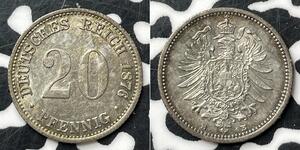 20 Pfennig Alemania Plata Wilhelm I, German Emperor (1797-1888)
