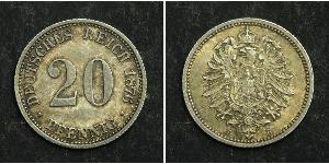 20 Pfennig Alemania Plata Wilhelm I, German Emperor (1797-1888)