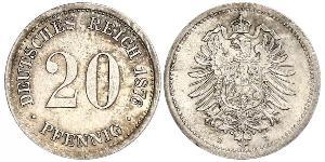 20 Pfennig Alemania Plata Wilhelm I, German Emperor (1797-1888)