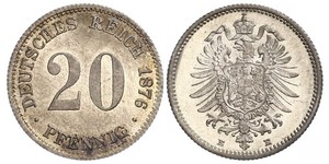 20 Pfennig Alemania Plata Wilhelm I, German Emperor (1797-1888)