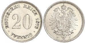 20 Pfennig Alemania Plata Wilhelm I, German Emperor (1797-1888)