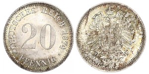 20 Pfennig Alemania Plata Wilhelm I, German Emperor (1797-1888)