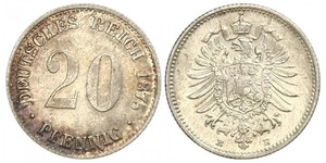 20 Pfennig Alemania Plata Wilhelm I, German Emperor (1797-1888)