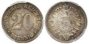 20 Pfennig Alemania Plata Wilhelm I, German Emperor (1797-1888)