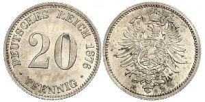 20 Pfennig Alemania Plata Wilhelm I, German Emperor (1797-1888)