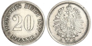 20 Pfennig Alemania Plata Wilhelm I, German Emperor (1797-1888)