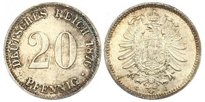 20 Pfennig Alemania Plata Wilhelm I, German Emperor (1797-1888)